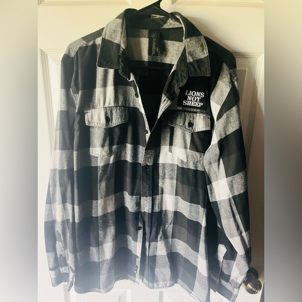 Black & White Plaid Button-Down Shirt